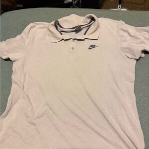 Nike Men's Polo Shirt in Cream with Black Logo